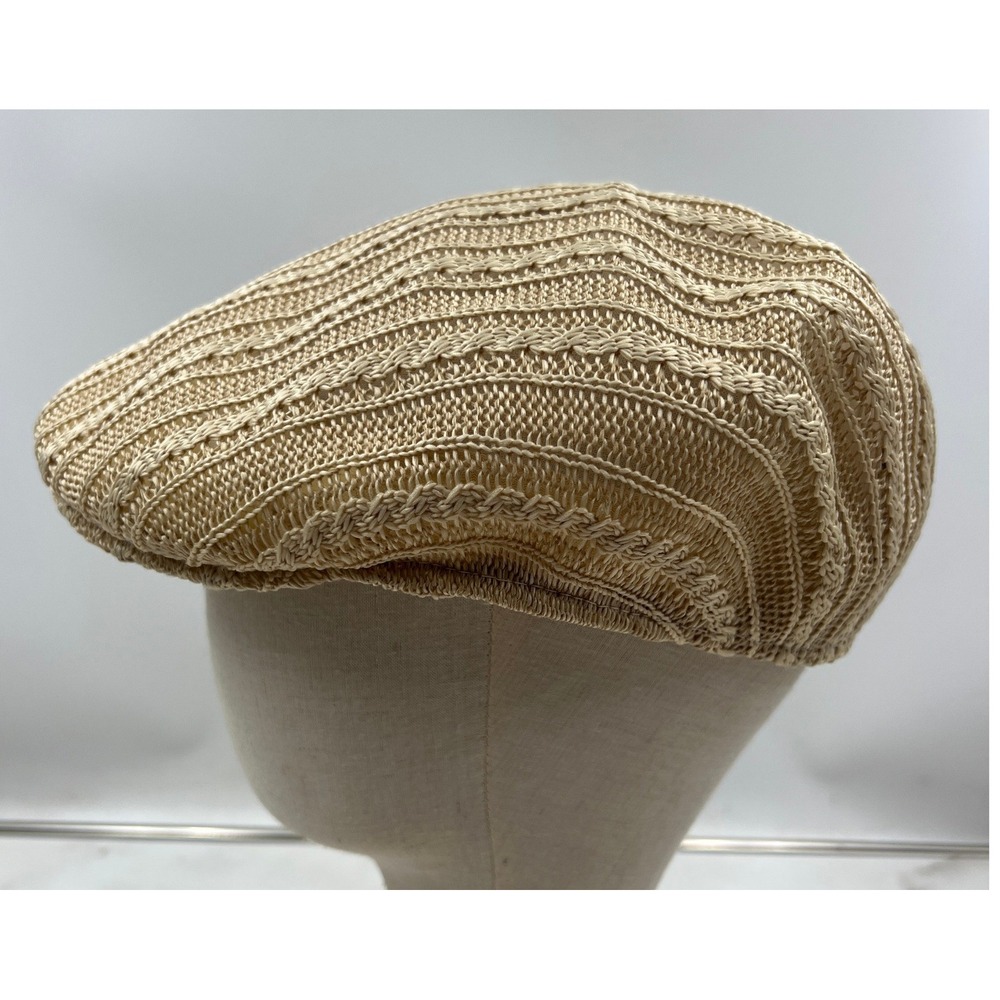 Journey Hats Flat Cap Men's Large Natural Beige Cable Knit Driving Hat Ivy NWT
